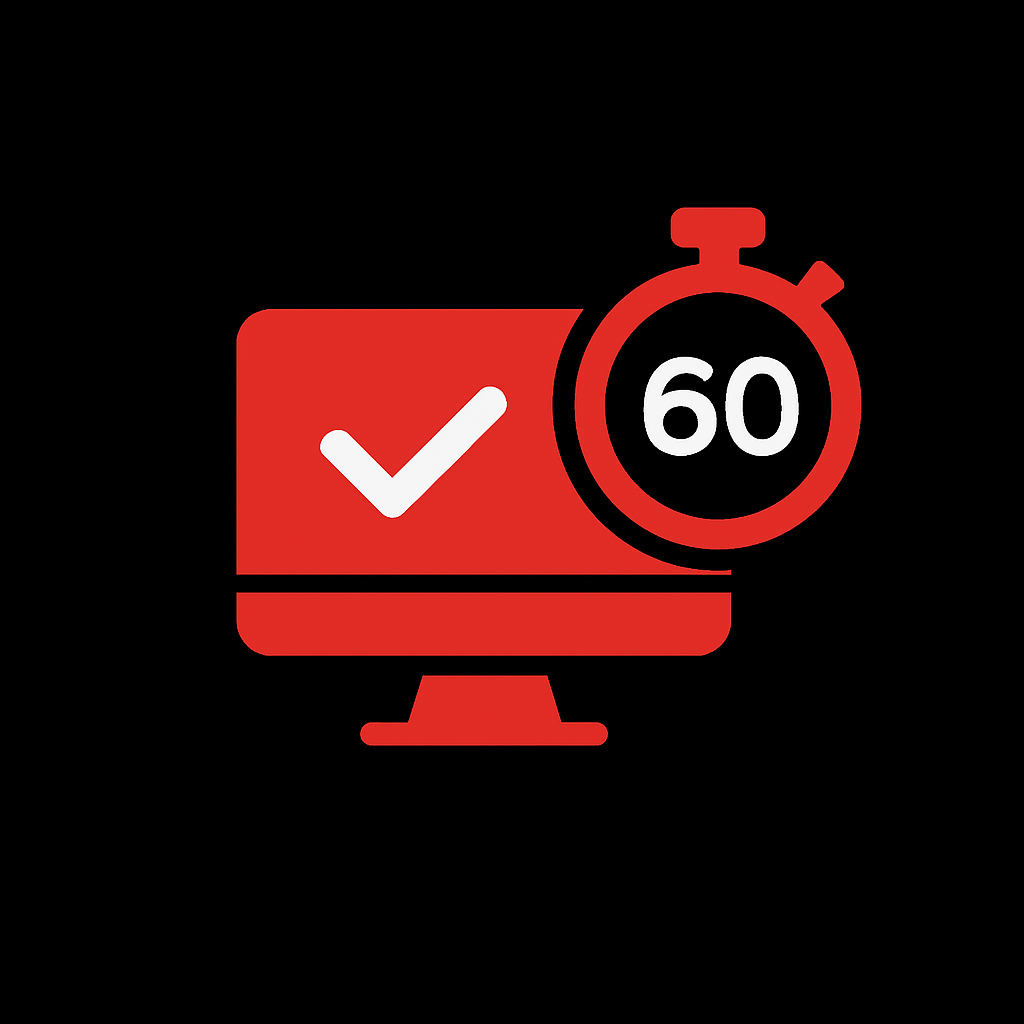 Monitor showing a confirmed appointment beside a 60 second timer